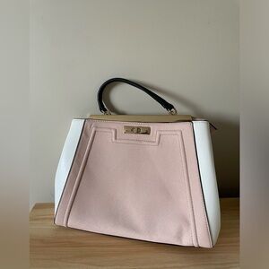 Aldo blush Pink and White large tote gold bar at top. NWOT never used